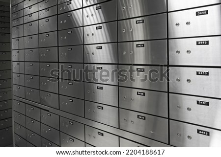 Safe deposit boxes of an a bank