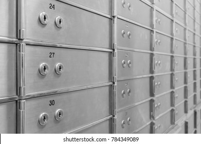 Safe Deposit Boxes For Rent In A Safety Room.