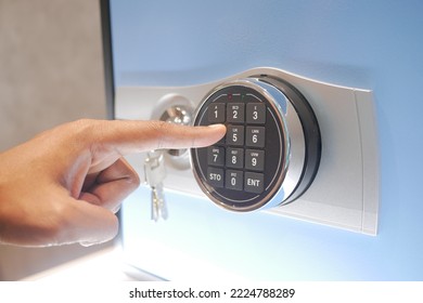 Safe dial lock close up background