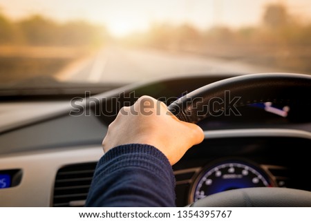 Safe drive, speed control and security distance on the road, driving safely