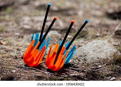 Safe Lawn Darts Used To Play During A Camping Trip.