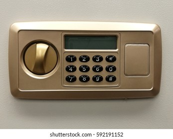Safe lock code door on safety box bank, safe close-up, protection, security lock, banking and finance, save money, secure secret
