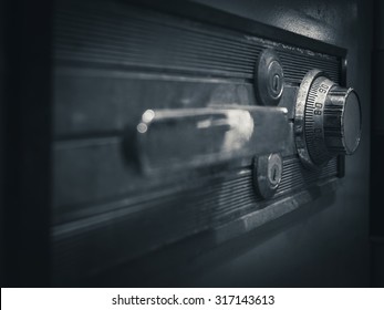 Safe lock code on safety box bank perspective