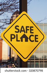 Safe Place Sign. Seen In Downtown Of Des Moines, Iowa, USA.