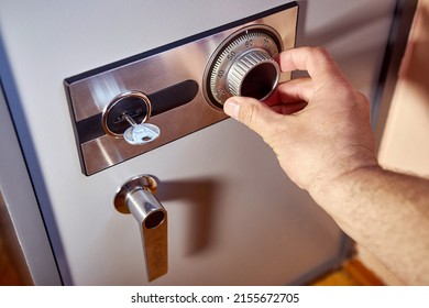Safe with security code for finances and documents. Opening a coded safe.