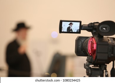 SAFED, ISRAEL - APR 24, 2018: Rabbi Yakov Litzman, Israeli Deputy Secretary Of The Ministry Of Health, Speaks At The Dedication Of The New Pet CT Unit In The Ziv Hospital In Safed, Israel