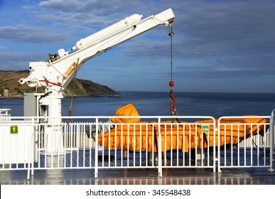 Safety Boat Lift On A Ship