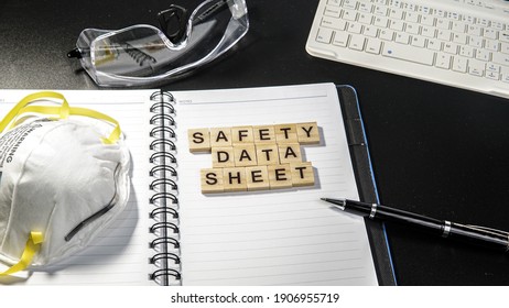 SAFETY DATA SHEETS (SDS) On Wording On Book, Safety, Health At Work Concepts. Safety Data Sheet Is A Chemical Document On Chemical Properties And Details