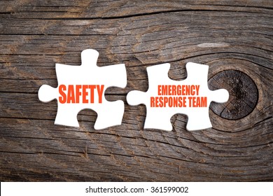 Safety And Emergency Response Team - Words On Puzzle. Conceptual Image.