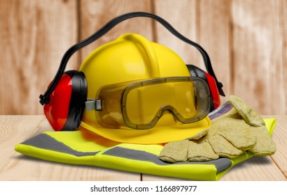 Safety Equipment - Helmet, Goggles, Ear Protection, Vest and Gloves