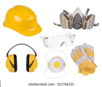 Safety equipment isolated on white background - Shutterstock ID 311766131