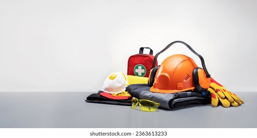 Safety equipment or personal protective equiptments. Banner with place for text. - Powered by Shutterstock