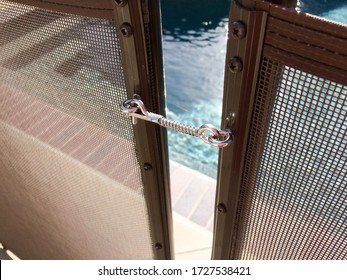 Safety Fence At Swimmimg Pool With Child Protection Gate For Drowning