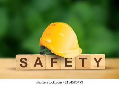 safety first, construction concept, Yellow safety hard hat