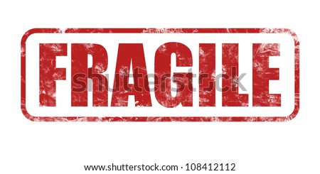 Safety, fragile rubber stamp on white background
