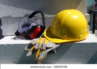 Safety Gear Kit Close Up On Work Place