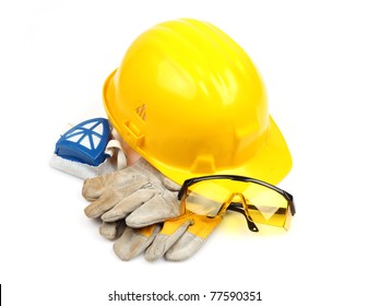 Safety Gear Kit Close Up Over White