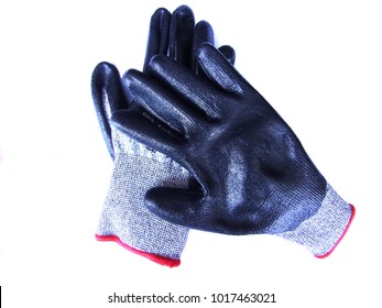 Safety Gloves With Heavy Duty Black Rubber Latex