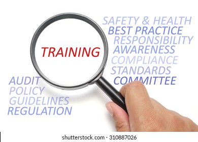 Safety And Health At Workplace Conceptual, Focus On The Word Training