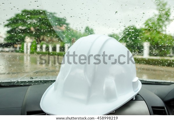 Safety helmet White  In the
car