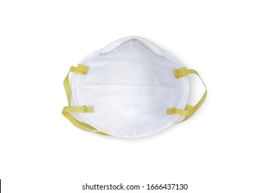 Safety N95 Face Masks On White Background. Dust Protection Respirator And Breathing Medical Respiratory Mask With Clipping Path.