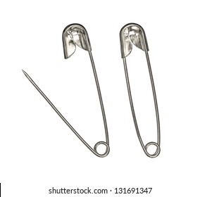 Safety Pin Isolated On White Background