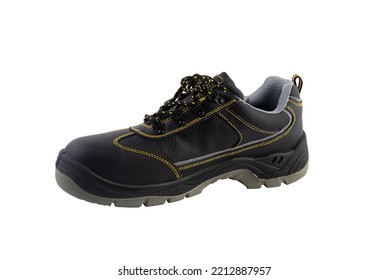 Safety Shoes Isolated On White Background. New Safety Shoes. Standard Construction Safety.