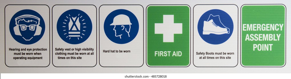 Safety Signs On A Construction Site, Australia