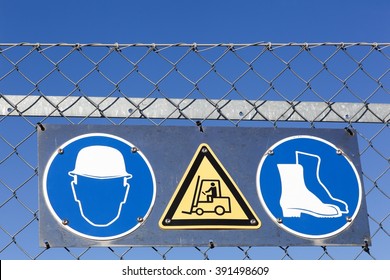 Safety Signs On An Industrial Site