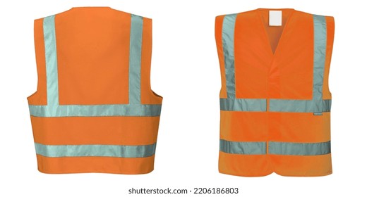 Safety Vest Jacket, Isolated Security, Traffic, And Worker Uniform Wear. Fluorescent Green Waistcoat Realistic Mockup With Reflective Stripes And Zip, Personal Protective Clothing