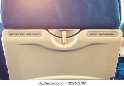 Safety Word On The Flight Or Plane Seat, Life Vest Under Your Seat,fasten Belt While Seated