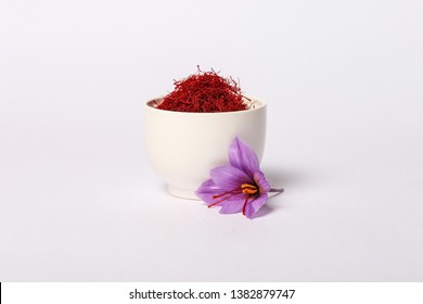 Saffron Flower And White Bowl