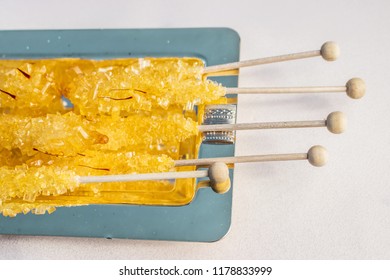 Saffron Nabat Rock Candy On A Silver Tray