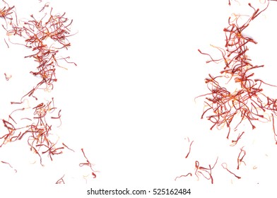saffron pistil on white background - Shutterstock ID 525162484