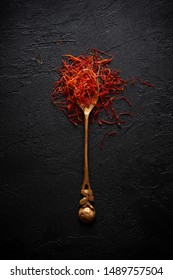 Saffron Spices Threads Vintage Brass Spoon Stock Photo 1489757504 ...