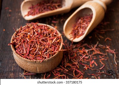 Saffron In Wooden Bowl