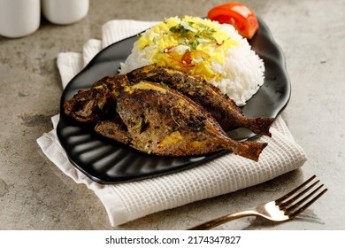 Safi Fish With White Rice Served In A Dish Isolated On Grey Background Side View Fast Food