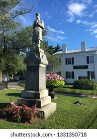 Sag Harbor, NY, USA June 27, 2017 A Monument In The Village Green Of Sag Harbor, New York Serves As A Memorial For The Town’s Citizens Who Fought In The American Civil War