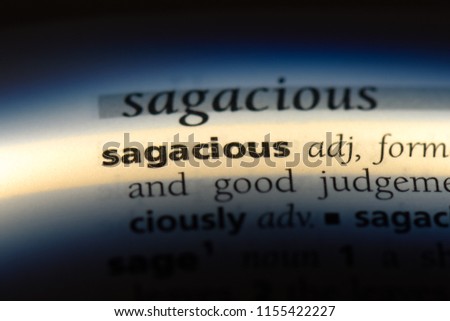 sagacious word in a dictionary. sagacious concept.