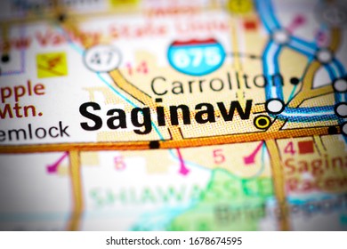 Saginaw. Michigan. USA On A Map