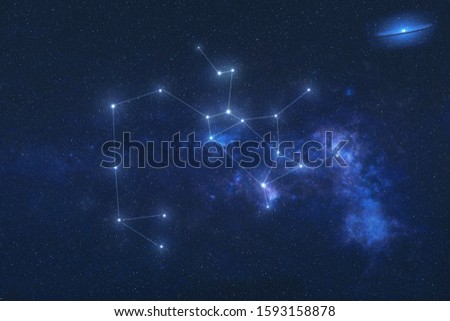 Sagittarius Constellation stars in outer space. Zodiac Sign Sagittarius constellation lines. Elements of this image were furnished by NASA 