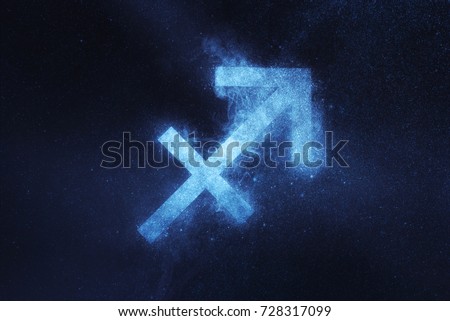 Sagittarius Zodiac Sign. Abstract night sky background