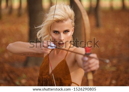 Sagittarius zodiac sign. Art style. Girl with an arrow