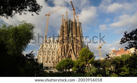 Sagrada Familia, is a large unfinished Roman Catholic minor basilica in the district of Barcelona, Catalonia, Spain.