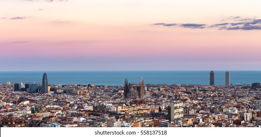 Sagrada Familia panorama view of barcelona city,Spain
