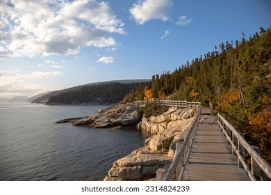 Saguenay fjord national park and  Saguenay-St-Lawrence Marine Park, Tadoussac beach in Autumn, Quebec, Canada