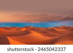 Sahara desert with Atlantic ocean meets near coast - Morocco, North Africa