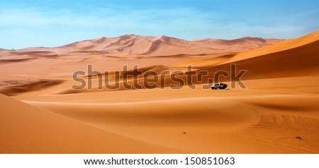 Sahara Desert in Libya. Adventure on car.