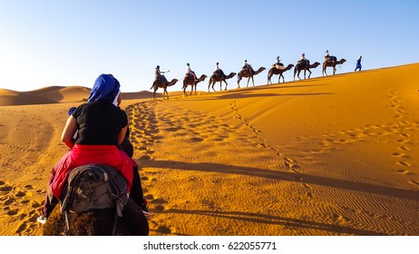 Sahara Desert In Merzouga Morocco.