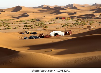 Sahara Desert, Morocco, 2 April 2014: Berber tent in Sahara Desert, Morocco.